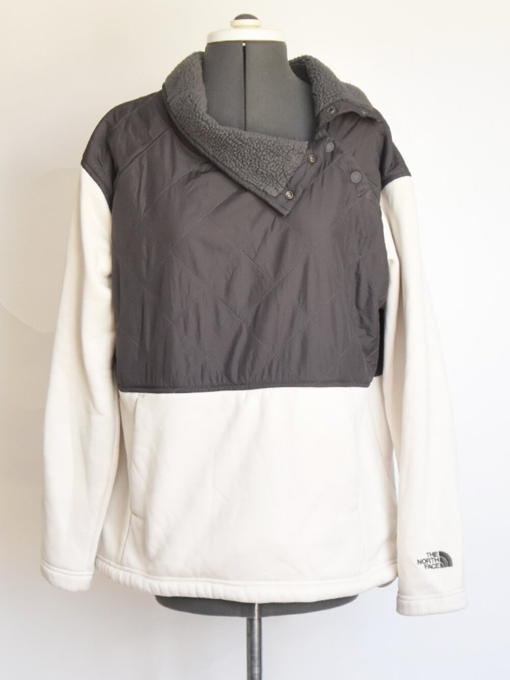 The North Face Rosie Sherpa Pullover Jacket Women Quilted Colorblock Fleece LG